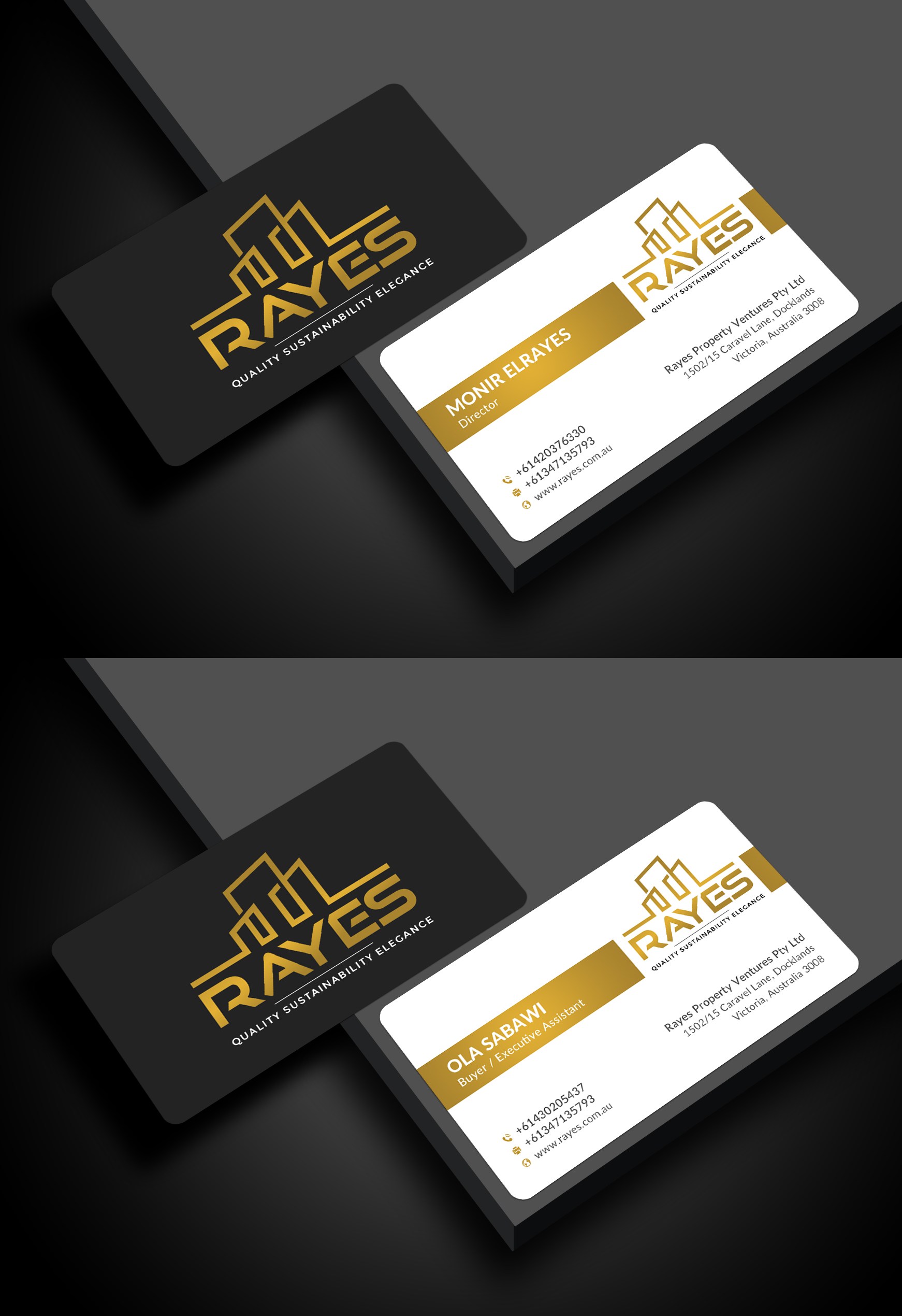 Design de Carte de Visite par Sun Moon Graphic Designer pour Rayes Pty Ltd | Design #33041733