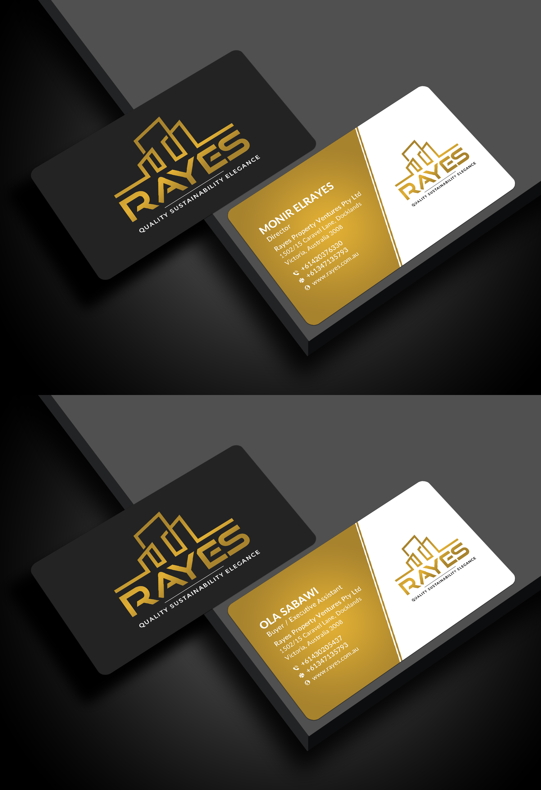 Design de Carte de Visite par Sun Moon Graphic Designer pour Rayes Pty Ltd | Design #33041734