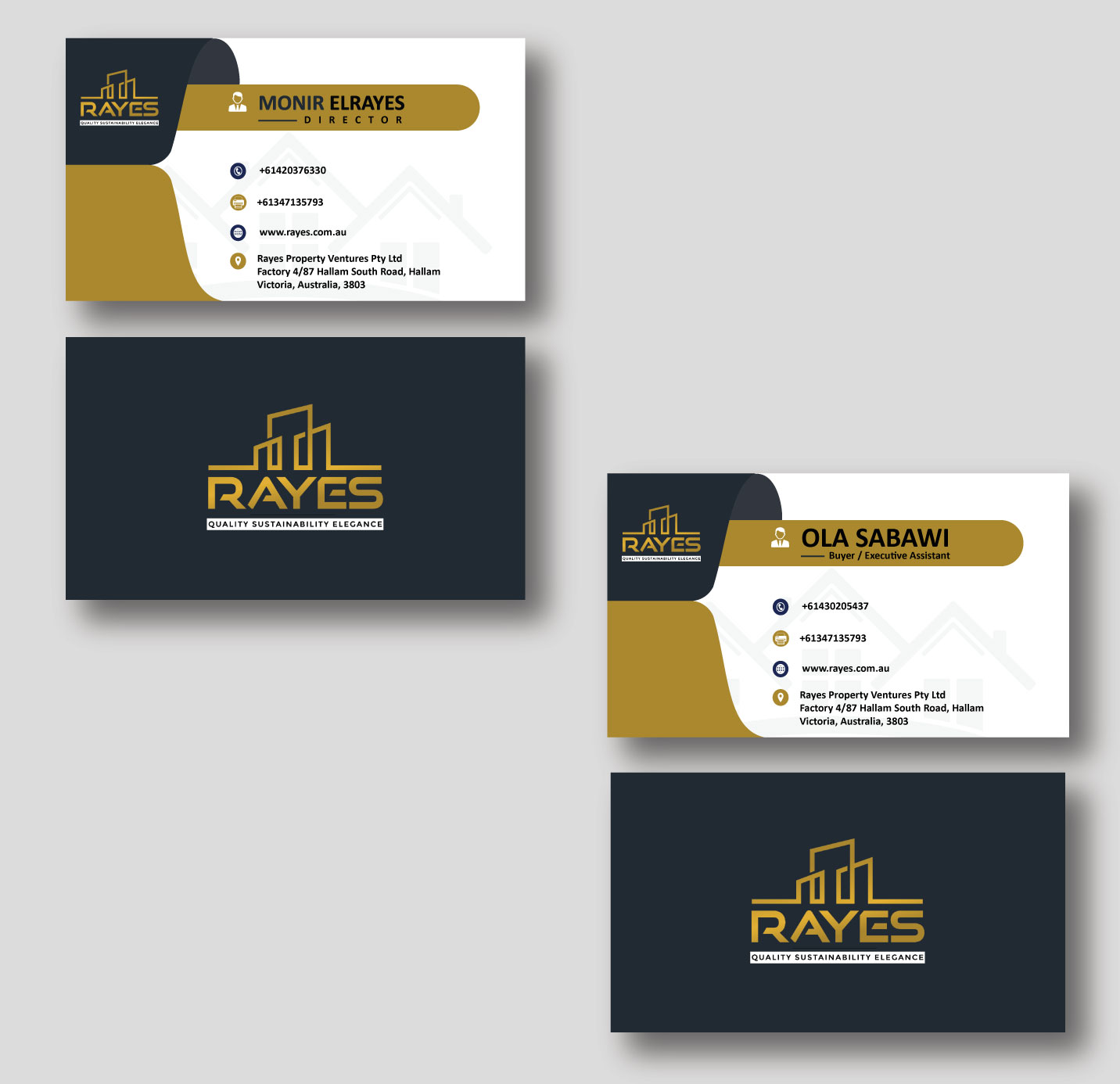 Business Card Design by RG Graphix 360 for Rayes Pty Ltd | Design #33086456