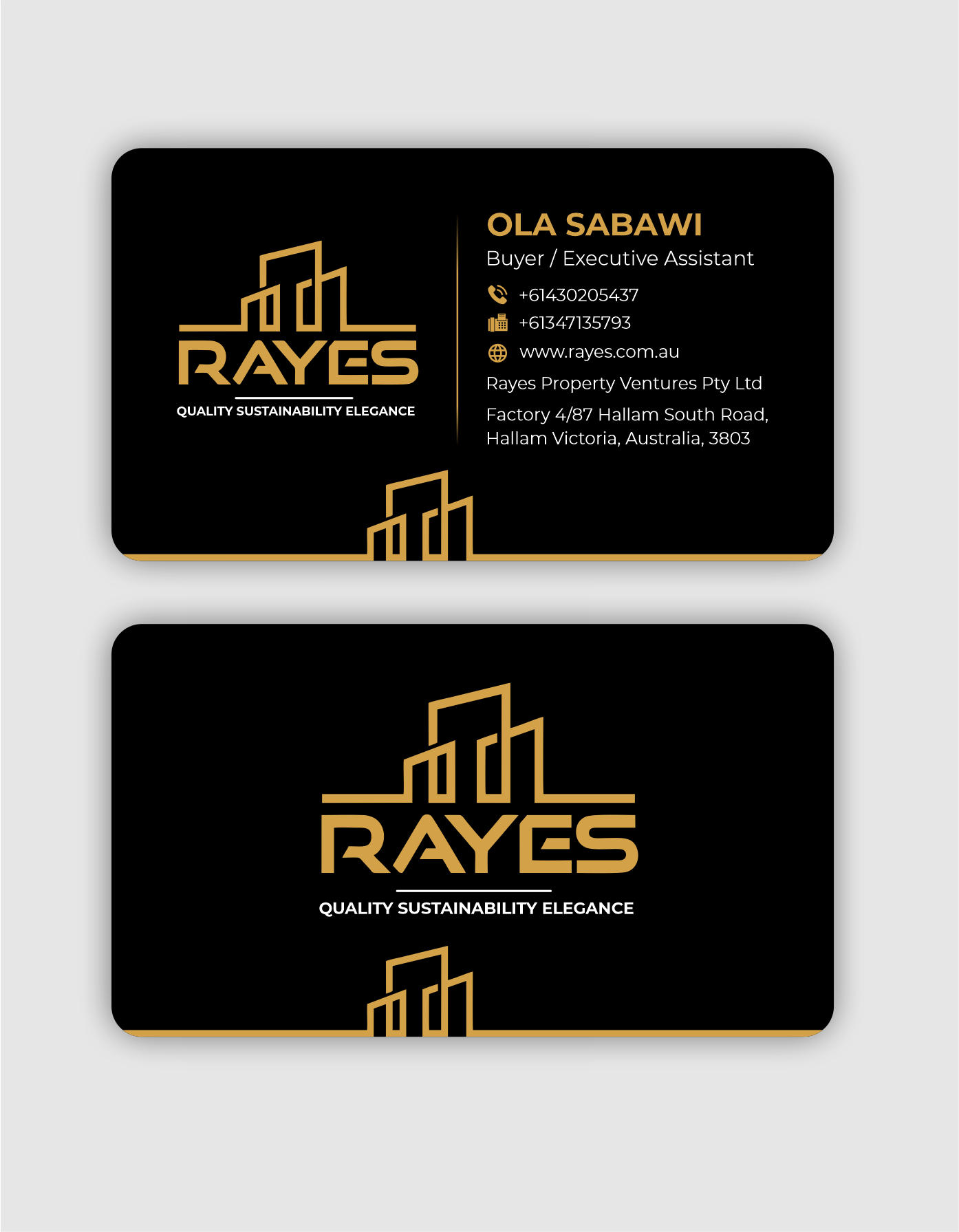 Business Card Design by designer1975 for Rayes Pty Ltd | Design #33106200