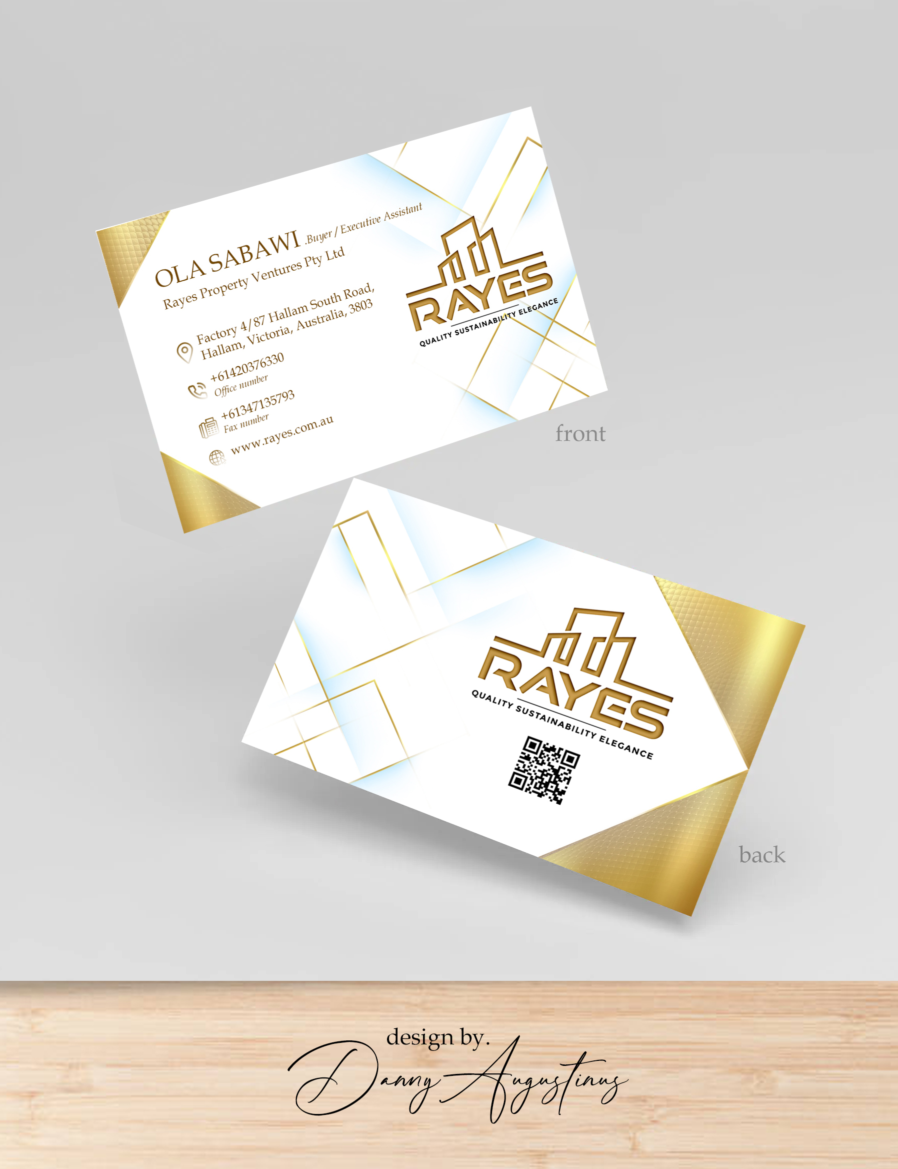 Visitenkarten-Design von Danny Augustinus, S.Des für Rayes Pty Ltd | Design #33045431