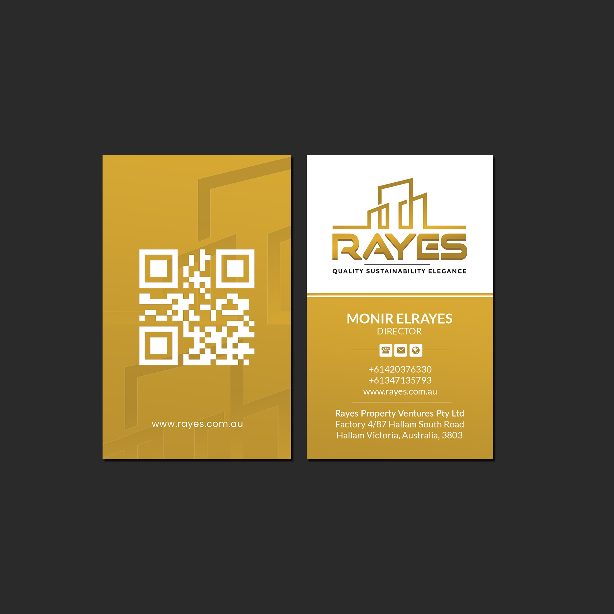 Business Card Design by Creations Box 2015 for Rayes Pty Ltd | Design #33044654