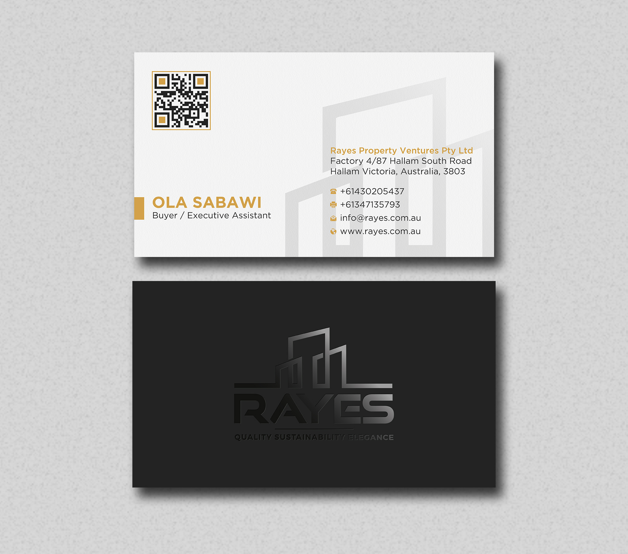 Design de Carte de Visite par Uttom 2 pour Rayes Pty Ltd | Design #33079567