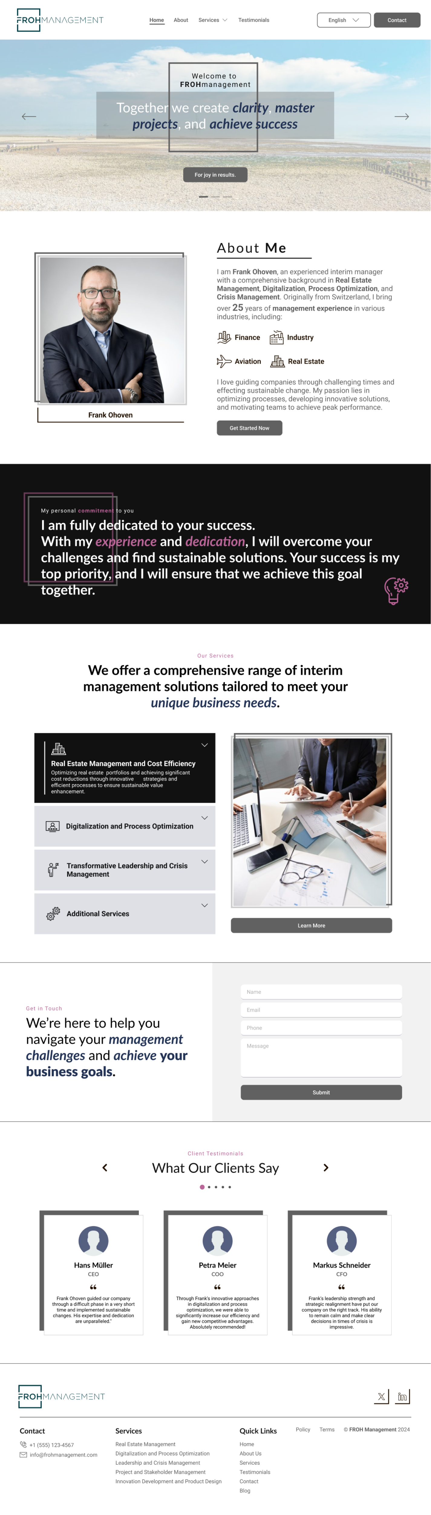 Web Design by Taufik H for frohmanagement | Design #33077166