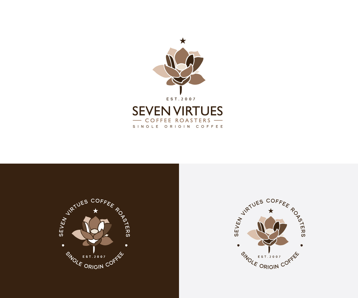 Logo Design by step forward 2 for Seven Virtues Coffee Roasters | Design #33148778