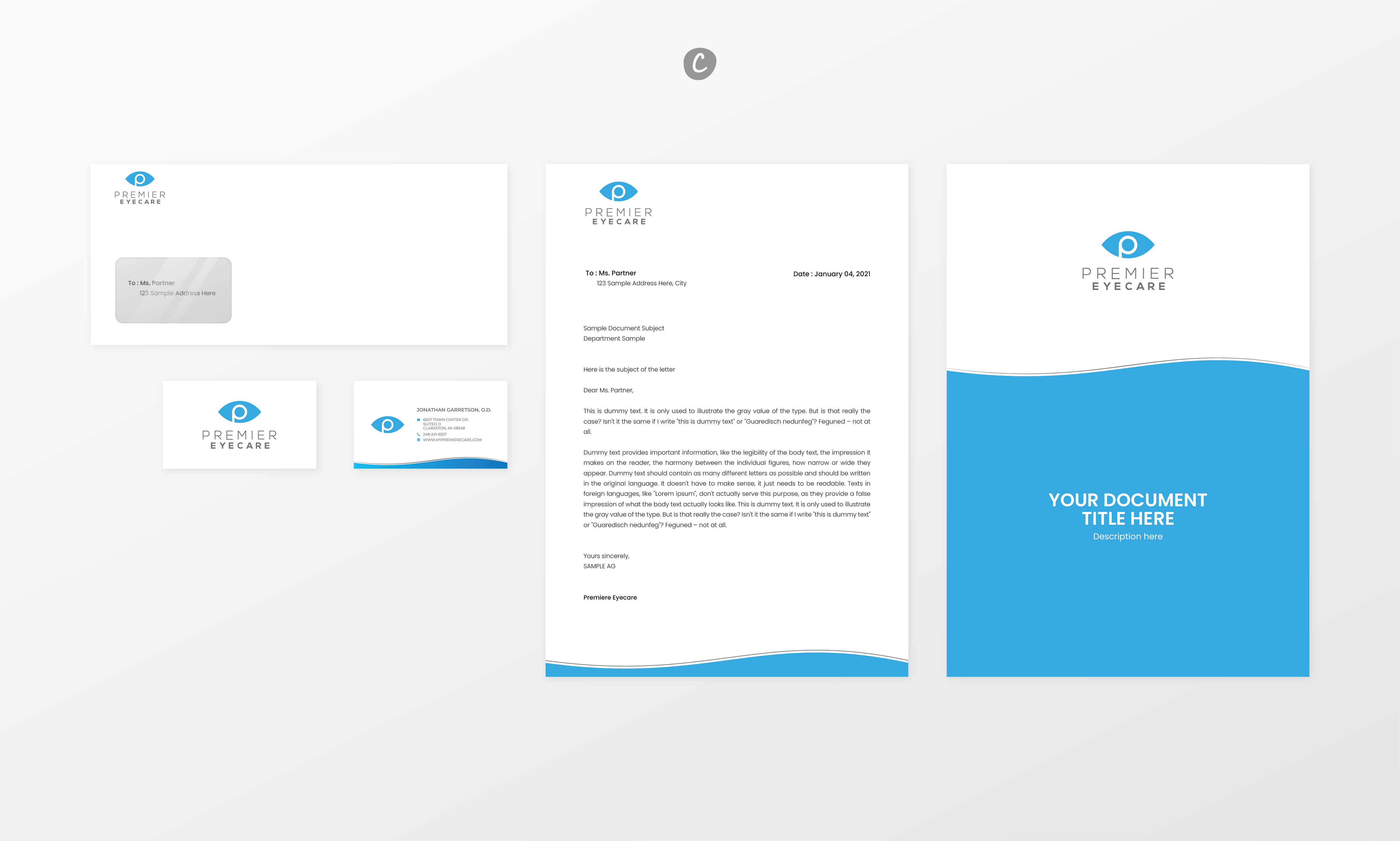 Schreibwaren-Design von Rosiana Design für Premier Eyecare | Design #33144309