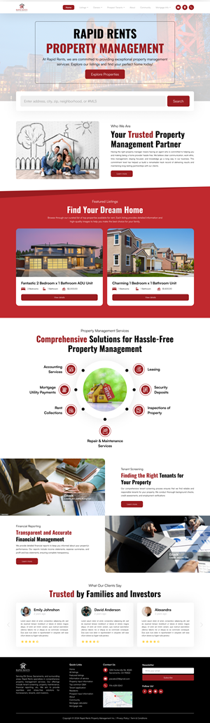 Web Design by Taufik H for Rapid Rents Property Management & Services | Design: #33178839