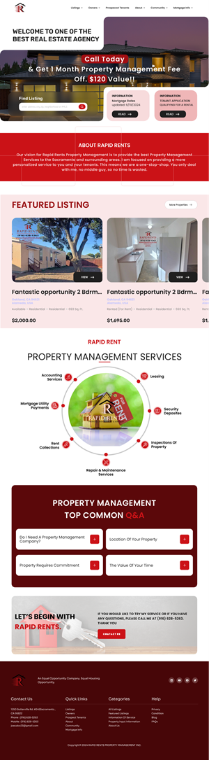 Web Design by Taufik H for Rapid Rents Property Management & Services | Design: #33179468