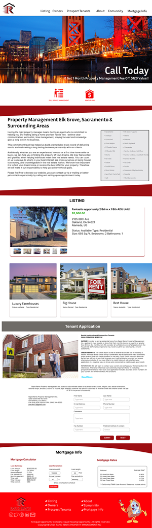 Web Design by Taufik H for Rapid Rents Property Management & Services | Design: #33179550