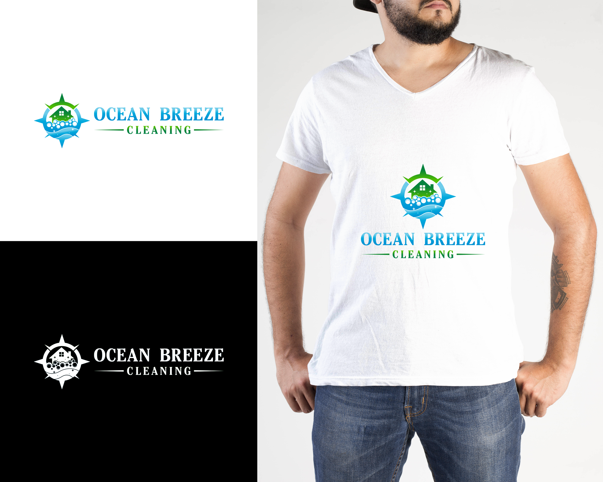 Logo Design by RA-bica for Ocean Breeze Cleaning | Design #33142221