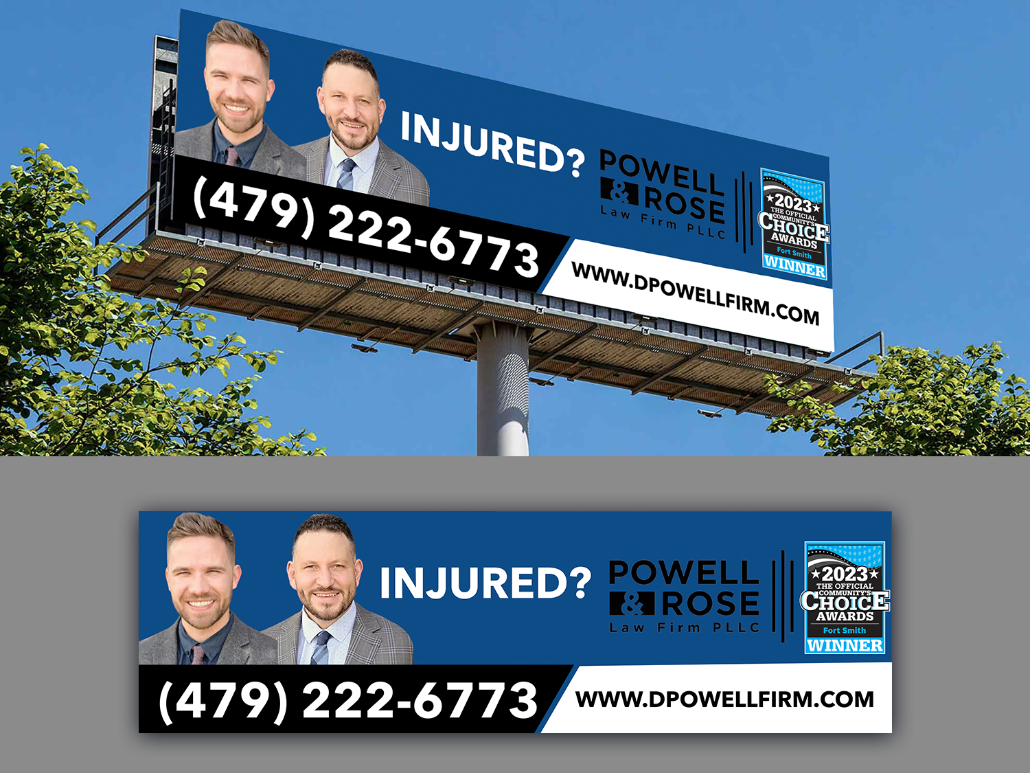 Serious, Modern Billboard Design for Law Offices of David L Powell