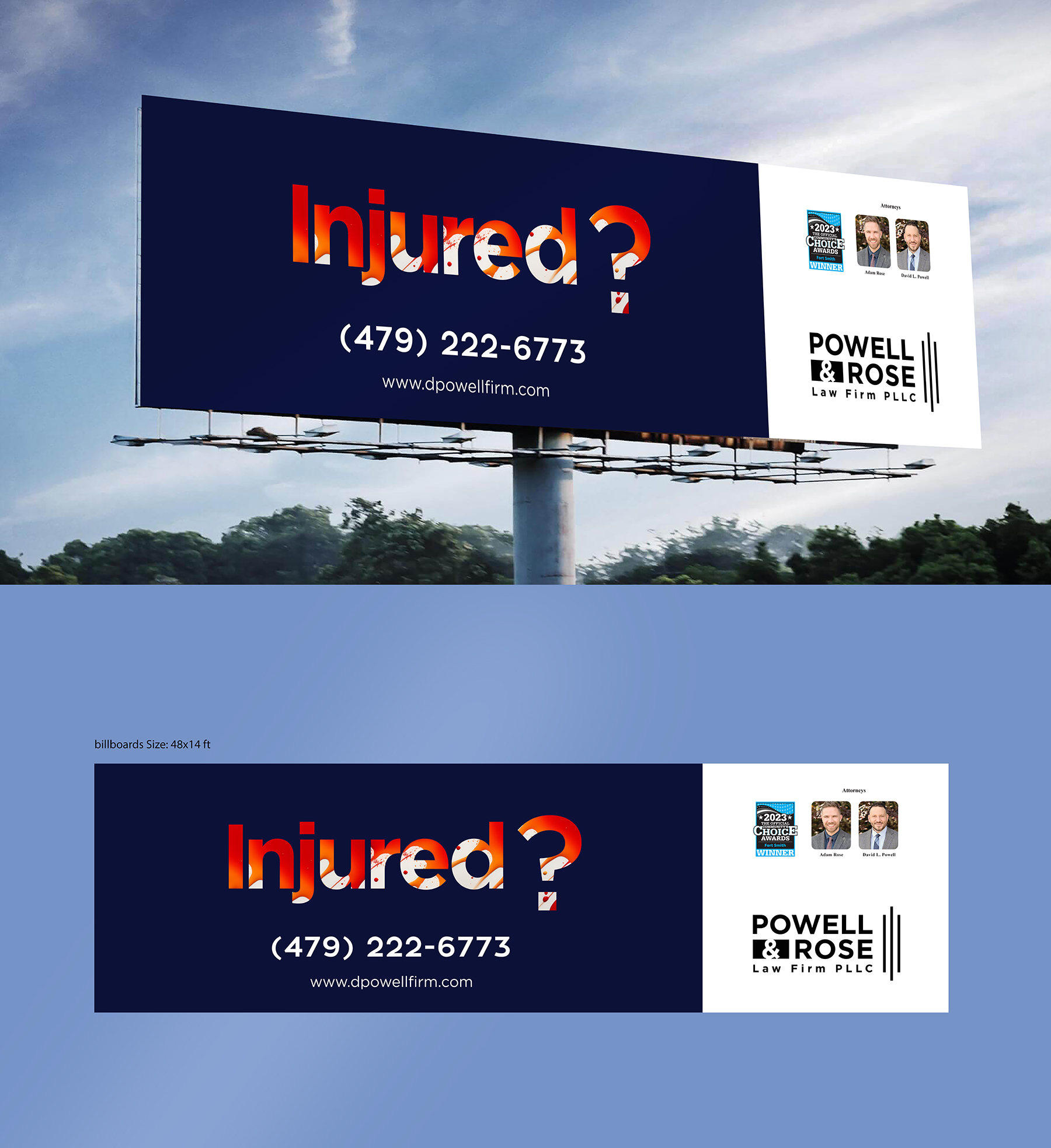 Diseño de Cartelera por COLOURS BRANDING para Law Offices of David L Powell, PLLC | Diseño #33154307