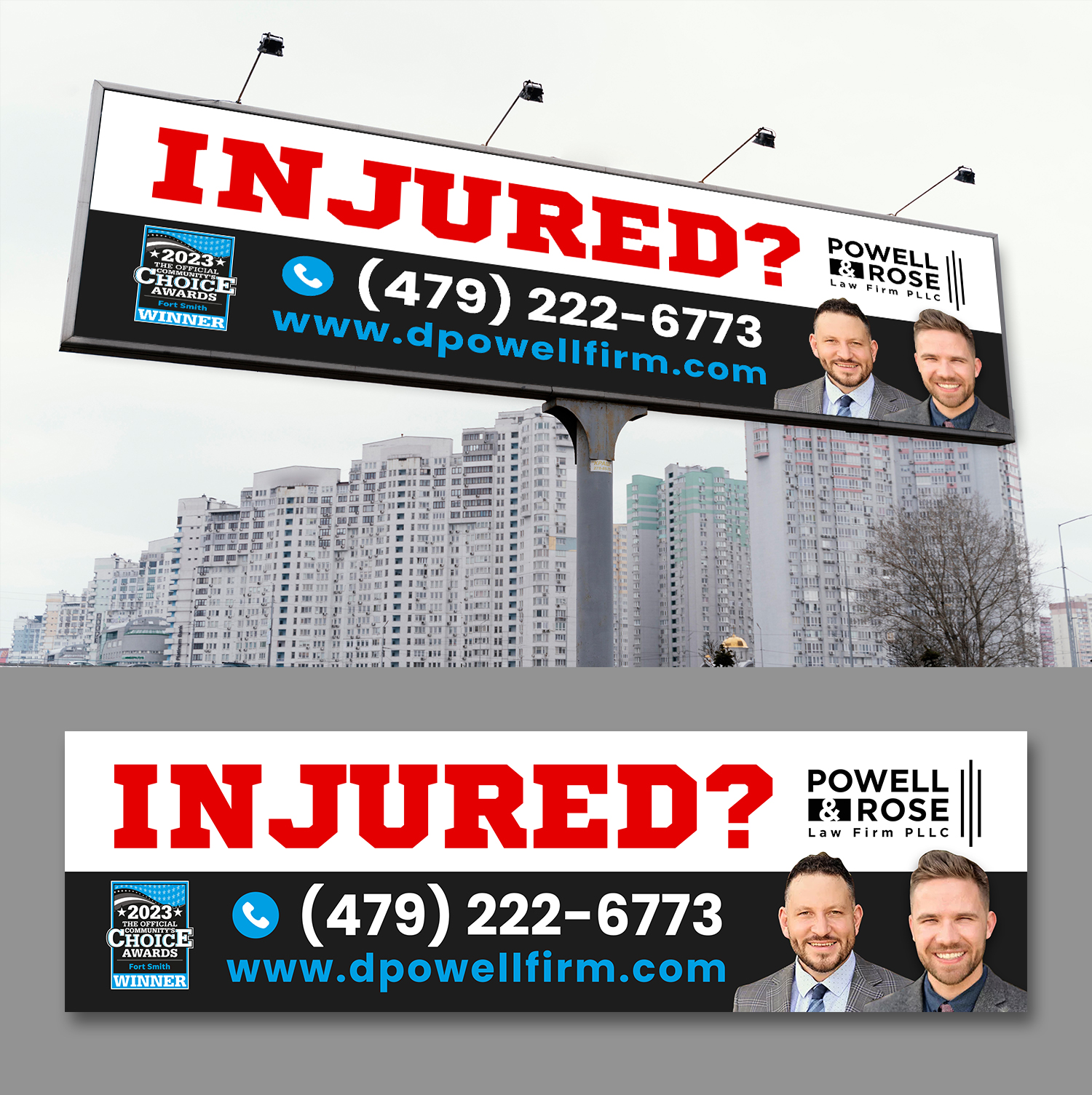 Serious, Modern Billboard Design for Law Offices of David L Powell