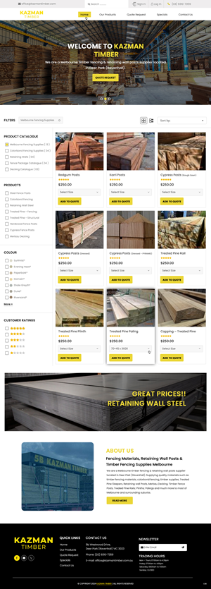 Diseño de WooCommerce por pb para Kazman Timber | Diseño: #33170115