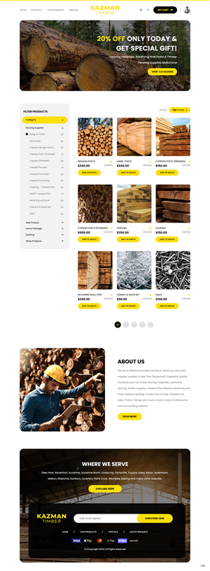 Diseño de WooCommerce por pb para Kazman Timber | Diseño: #33170119
