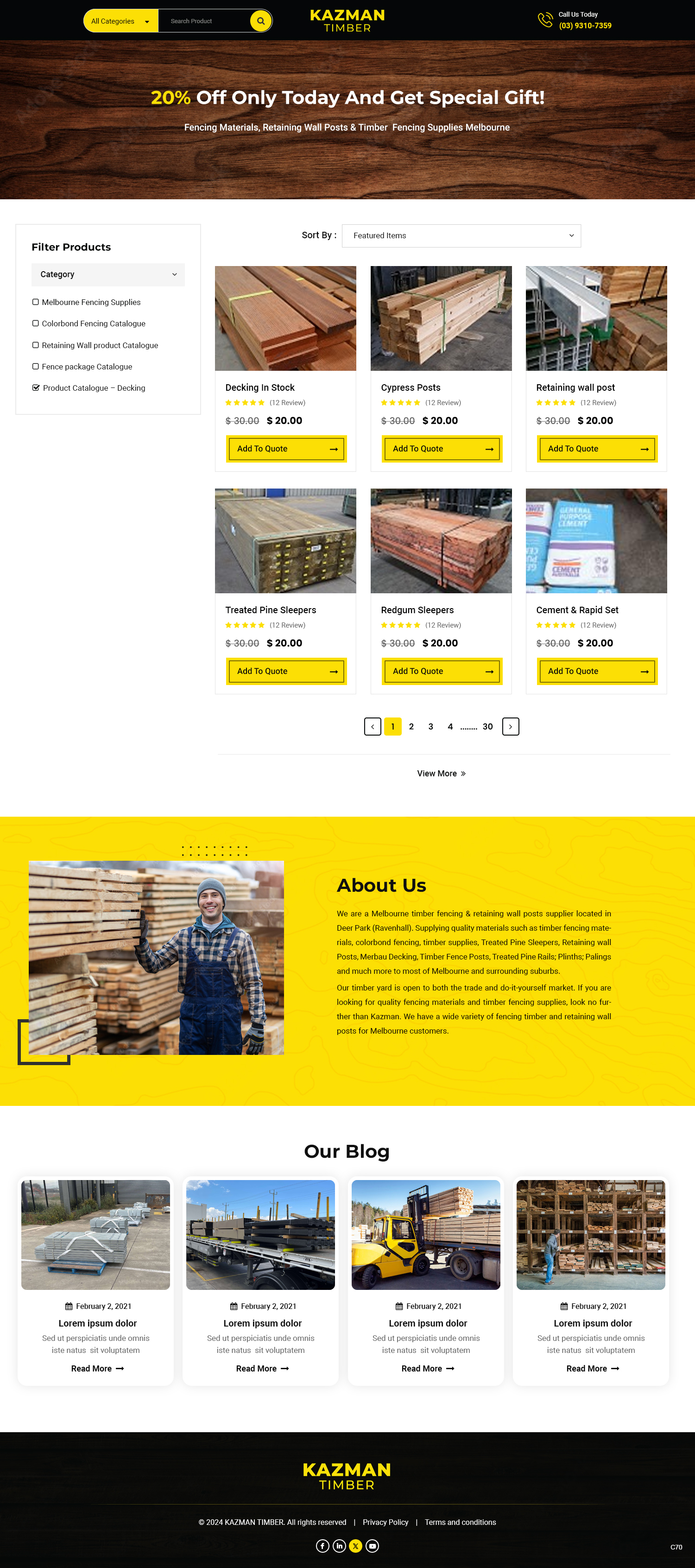 WooCommerce Design by pb for Kazman Timber | Design #33170124