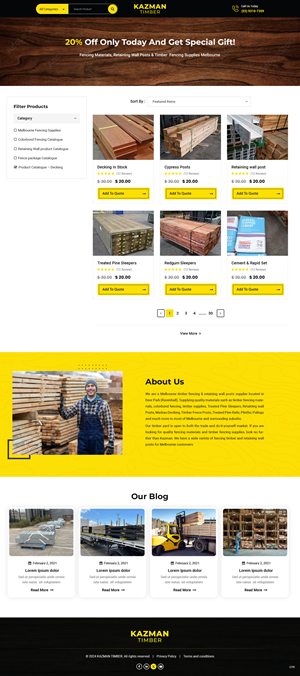 Diseño de WooCommerce por pb para Kazman Timber | Diseño: #33170124