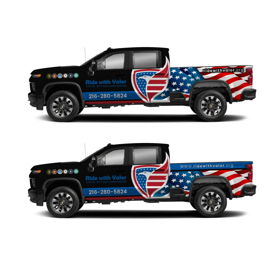 Design de Covering de Véhicule par Yoga Tri pour Ride with Valor | Design #33177606