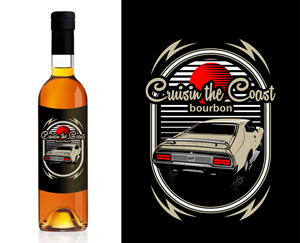 cruisin the coast single barrel bourbon commerative bottle label