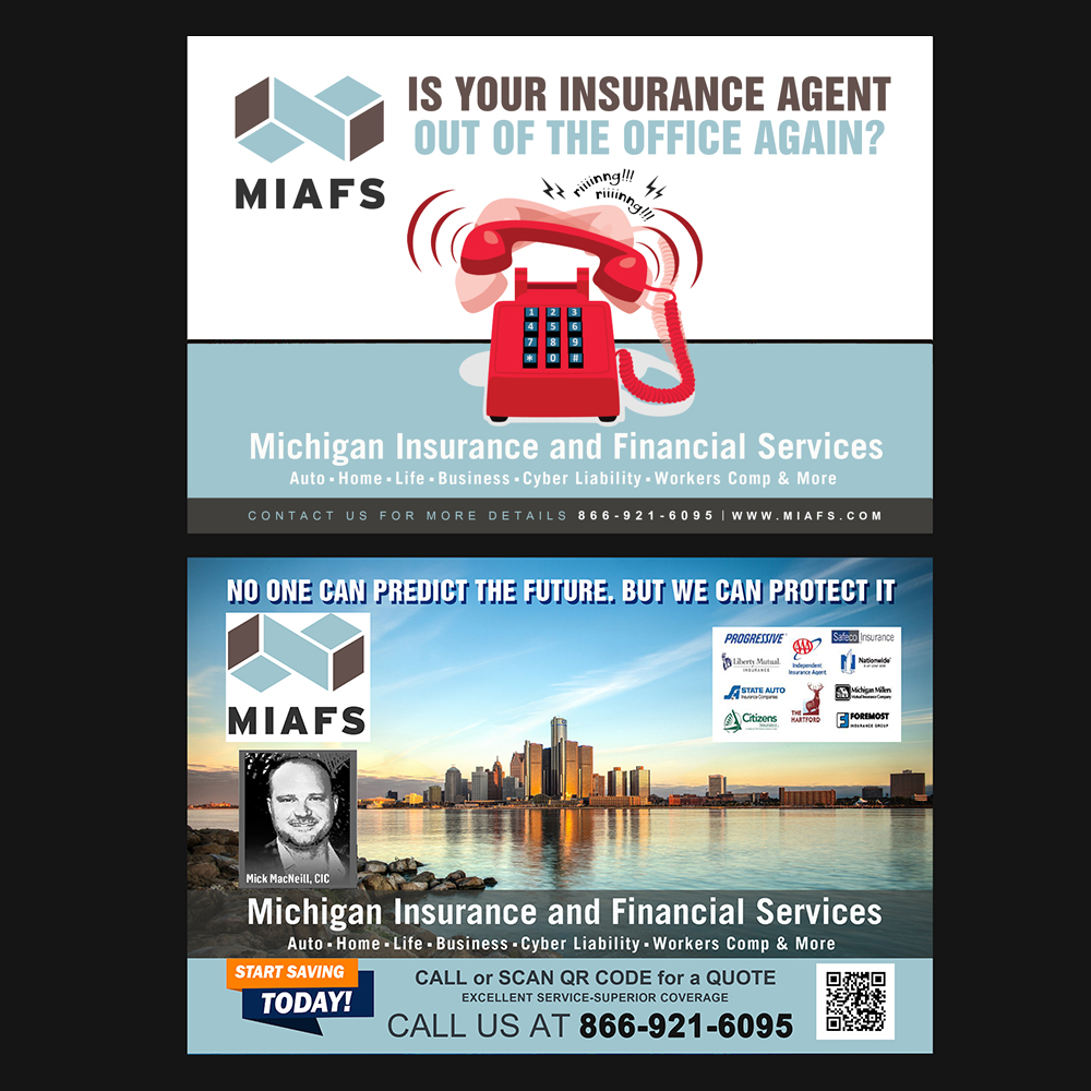 Diseño de Postal por NatPearlDesigns para Michigan Insurance and Financial Services, LLC | Diseño #33268470