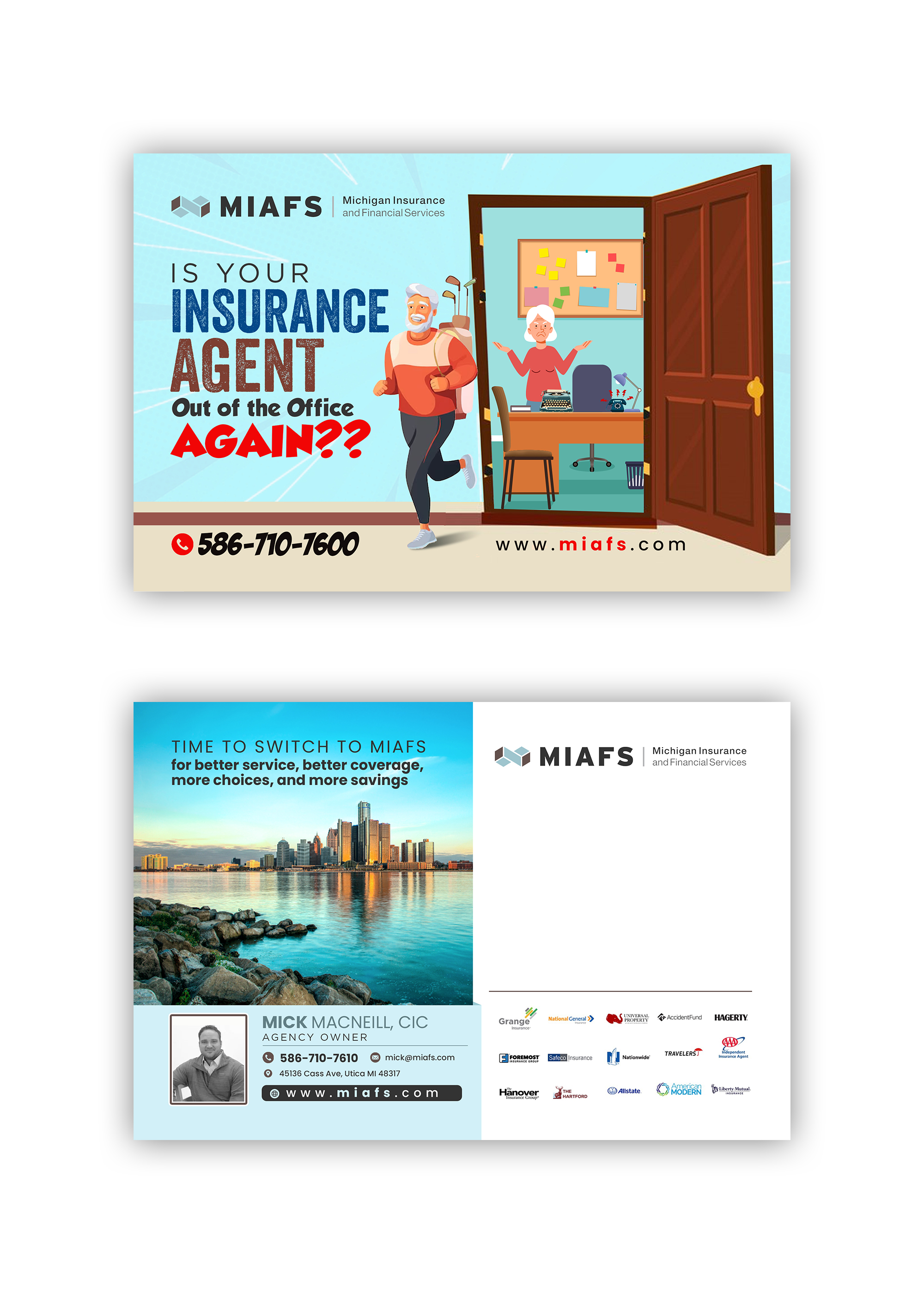 Diseño de Postal por debdesign para Michigan Insurance and Financial Services, LLC | Diseño #33218467