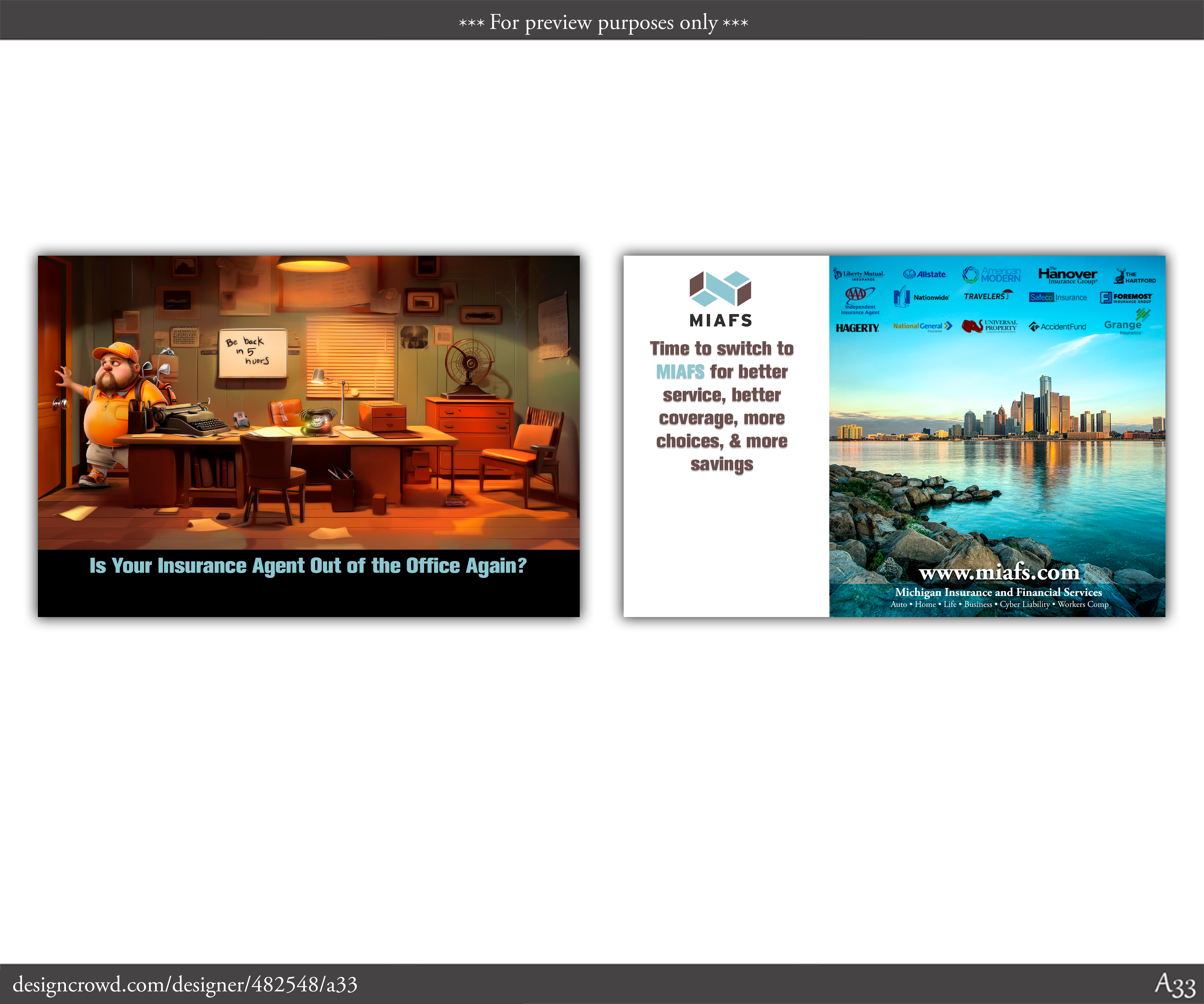 Diseño de Postal por A33 para Michigan Insurance and Financial Services, LLC | Diseño: #33214299