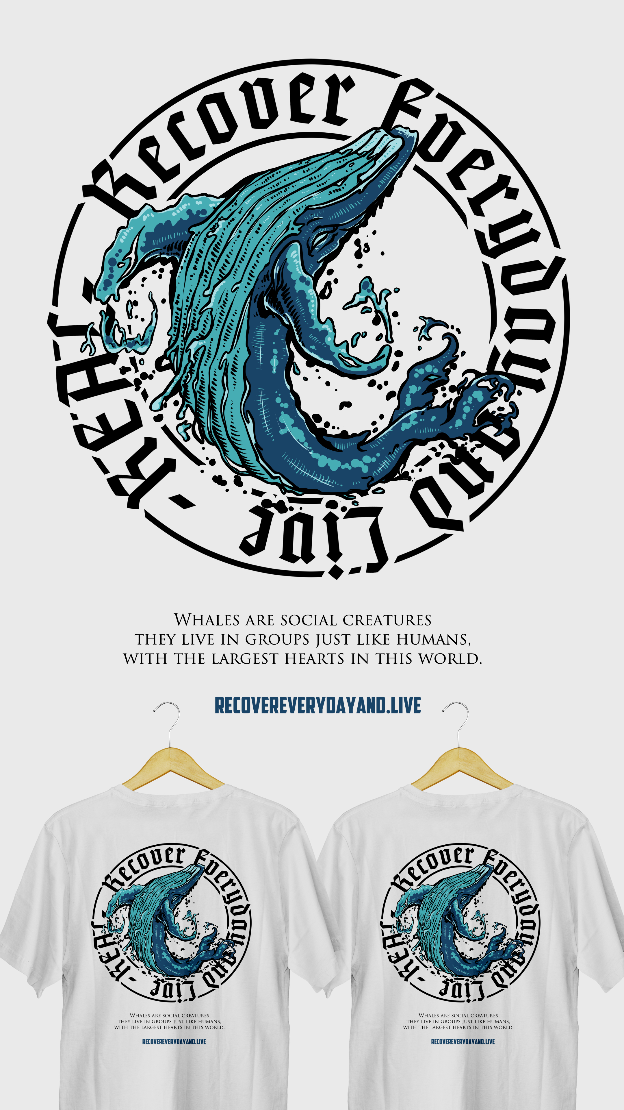 T-shirt Design by hanartall for Recover Everyday and Live  | Design #33215383