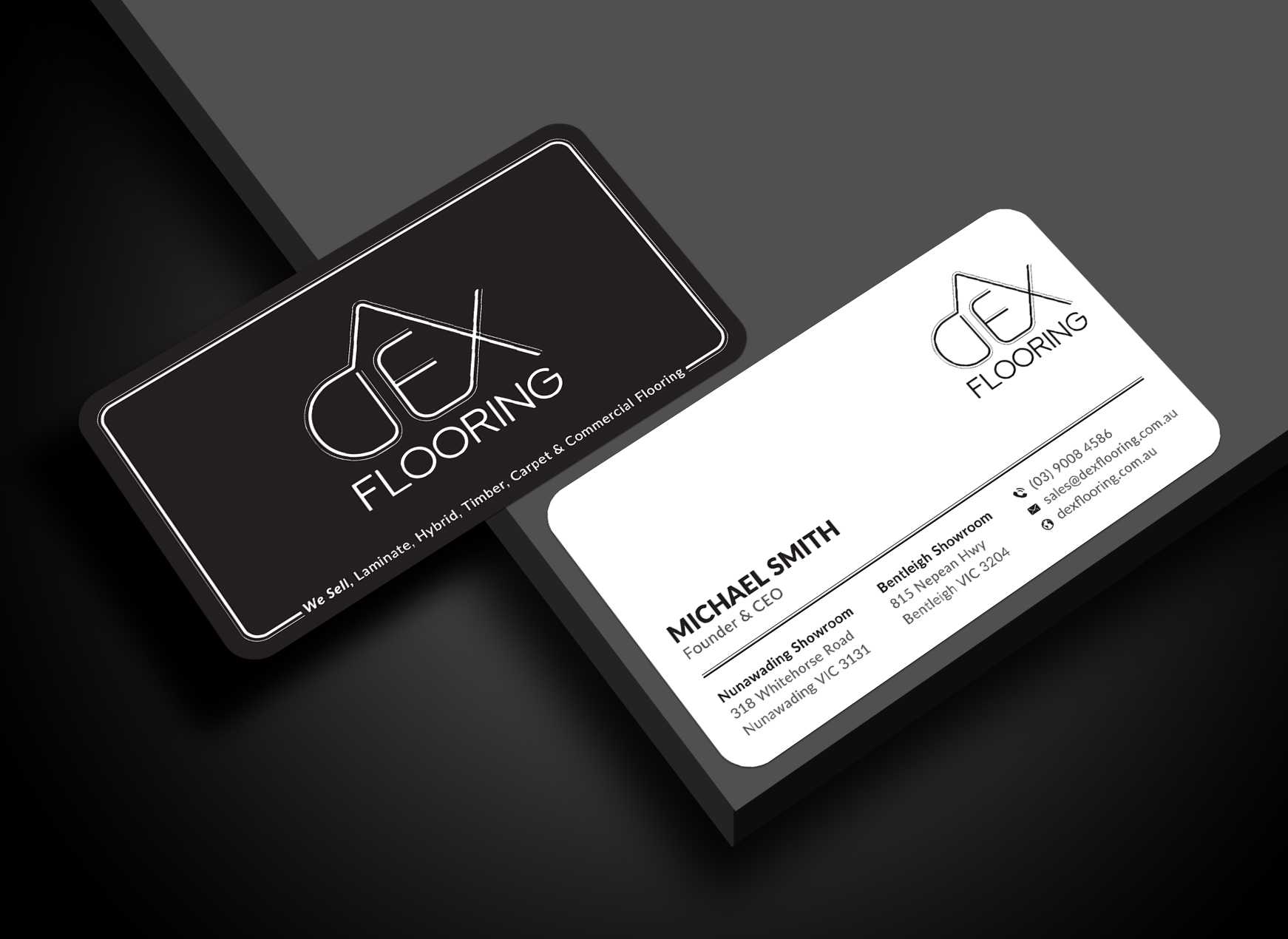 Business Card Design by Sun Moon Graphic Designer for Dex Flooring  | Design #33222487