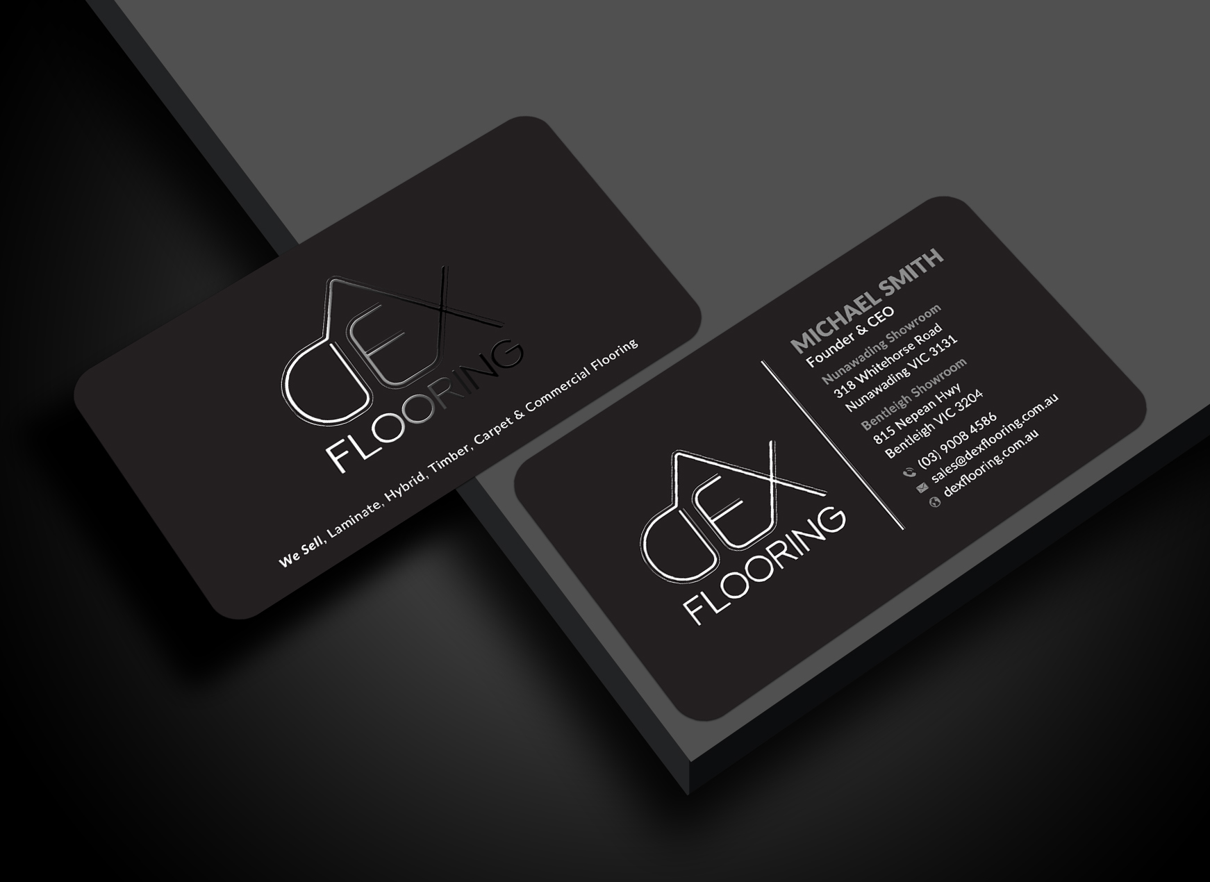 Business Card Design by Sun Moon Graphic Designer for Dex Flooring  | Design #33222488