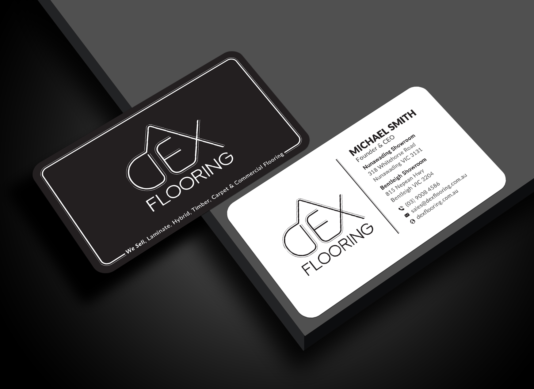 Business Card Design by Sun Moon Graphic Designer for Dex Flooring  | Design #33222490