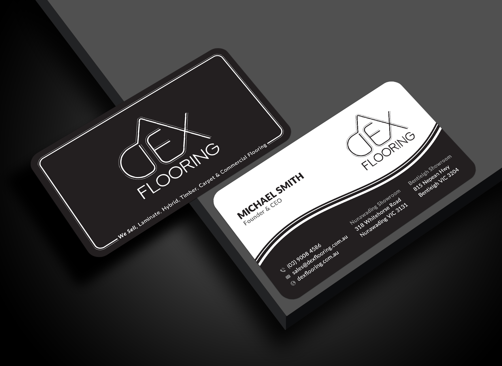 Business Card Design by Sun Moon Graphic Designer for Dex Flooring  | Design #33222495