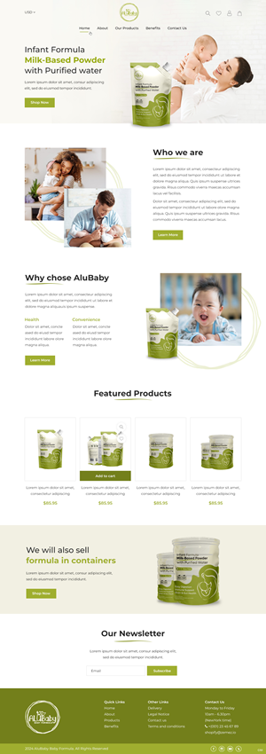 Shopify Design by pb for ALUBaby | Design: #33243156