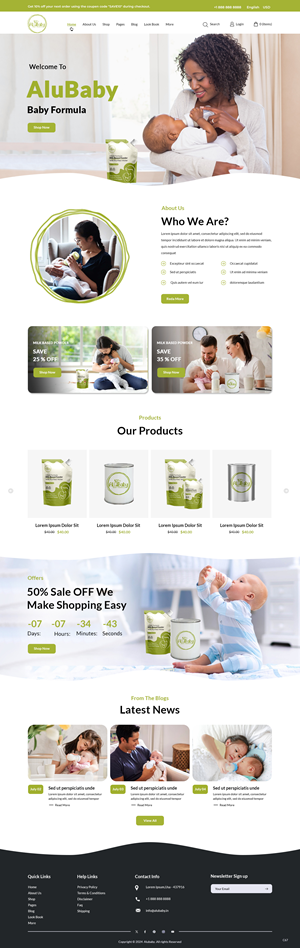 Shopify Design by pb for ALUBaby | Design: #33243167