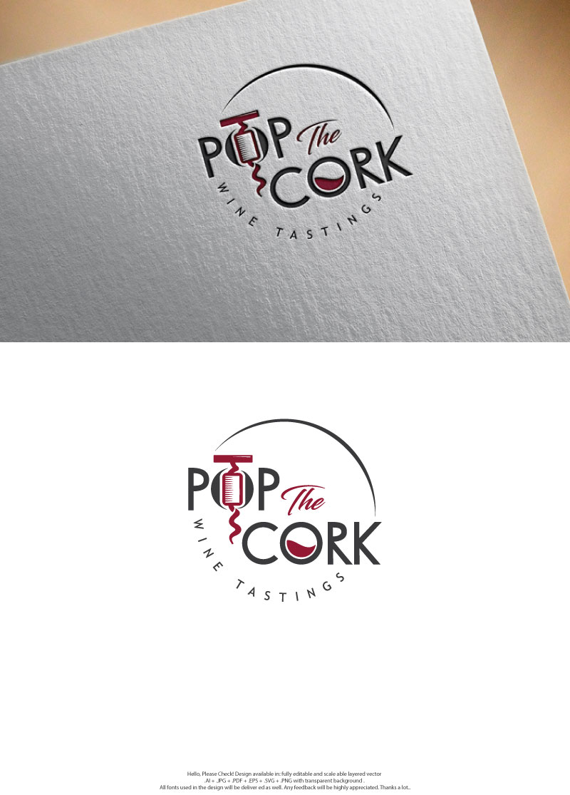 Logo Design by skart for Pop The Cork Wine Tastings | Design #33257379