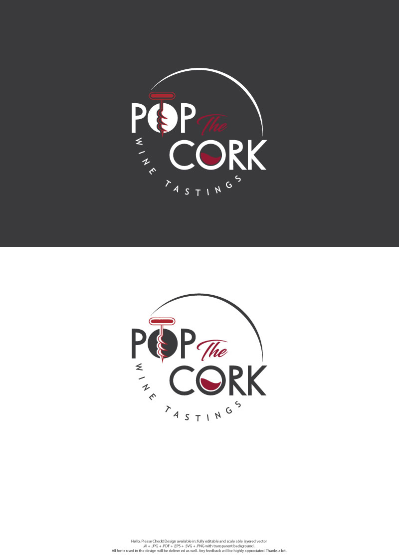 Logo Design by skart for Pop The Cork Wine Tastings | Design #33257552