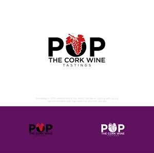 Logo Design by chilliebird studio for Pop The Cork Wine Tastings | Design: #33302349