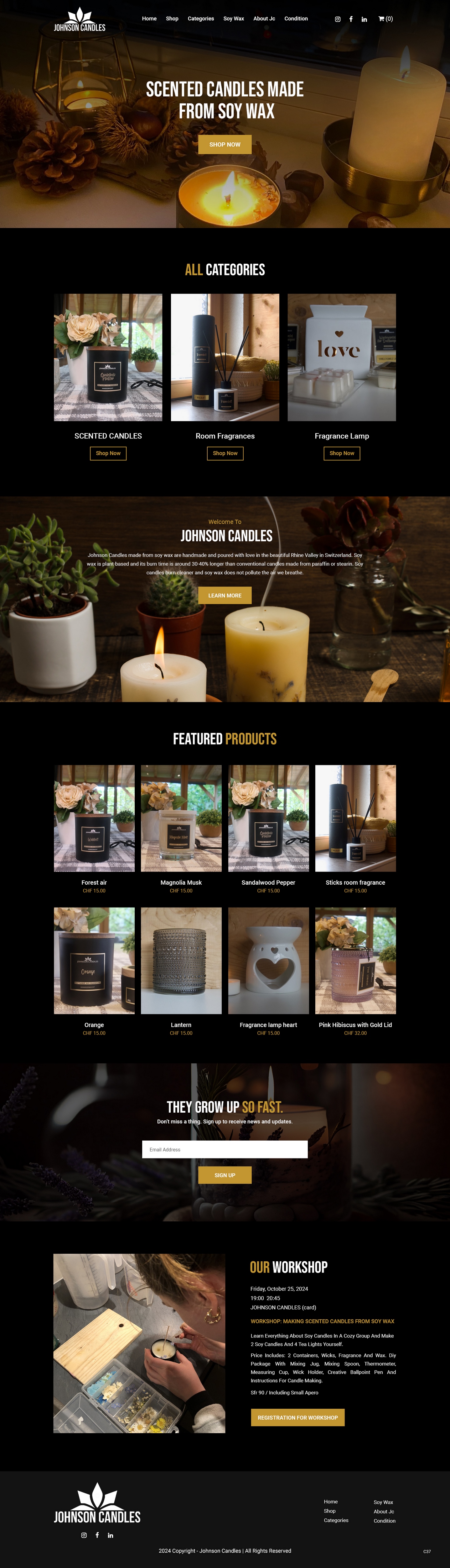 Squarespace Design by pb for Johnson Candles | Design #33309154