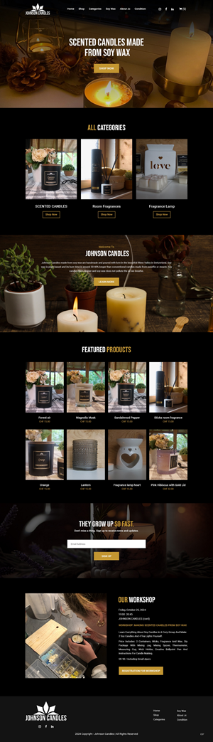 Squarespace Design by pb for Johnson Candles | Design: #33309154
