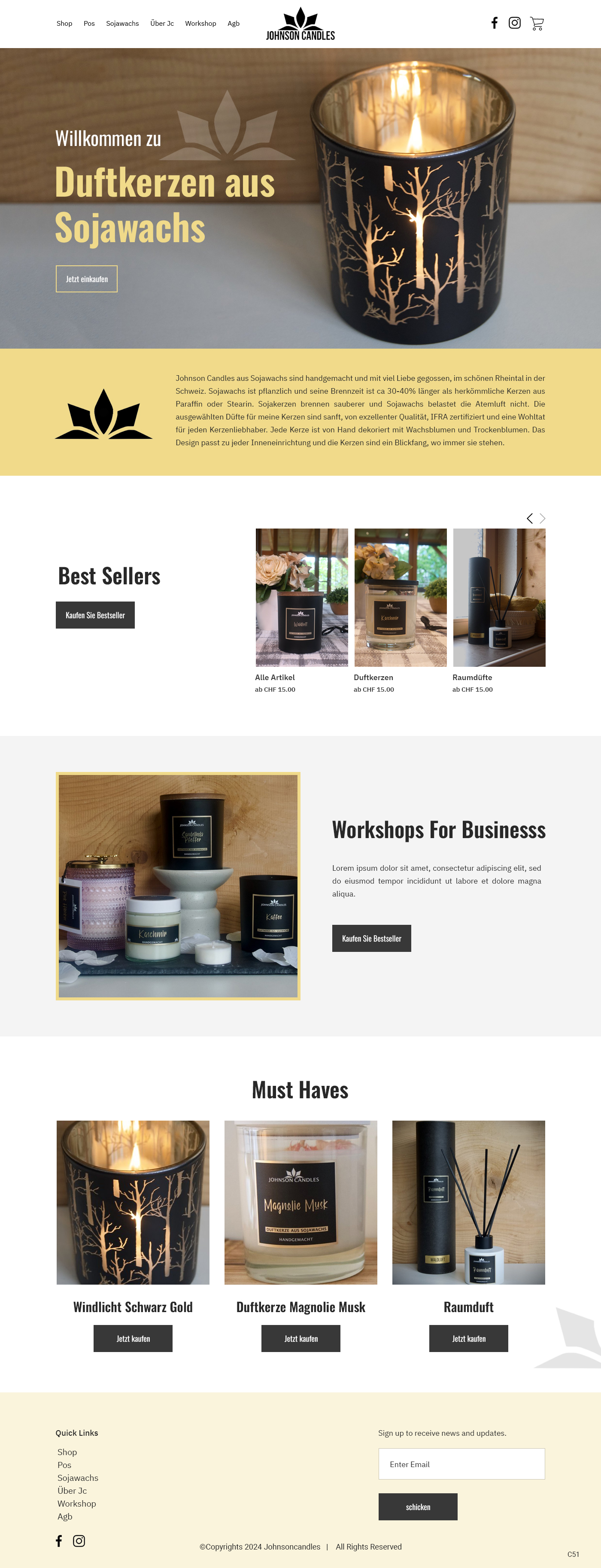 Squarespace Design by pb for Johnson Candles | Design #33309166
