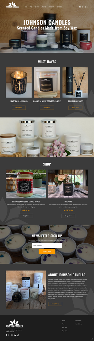 Squarespace Design by pb for Johnson Candles | Design: #33309174
