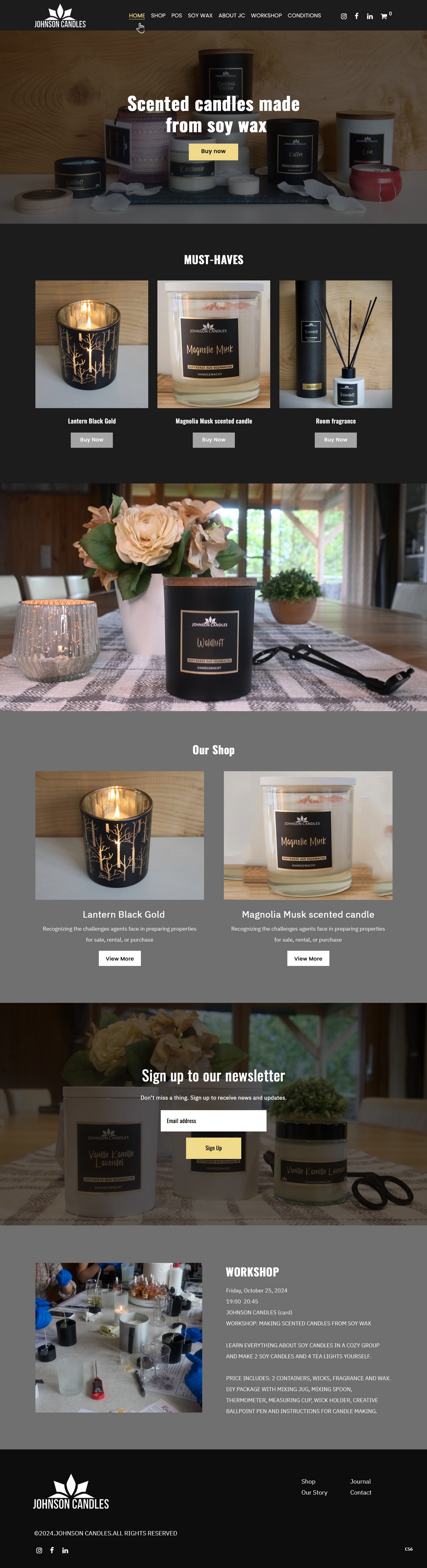 Design Squarespace par pb pour Johnson Candles | Design #33314459