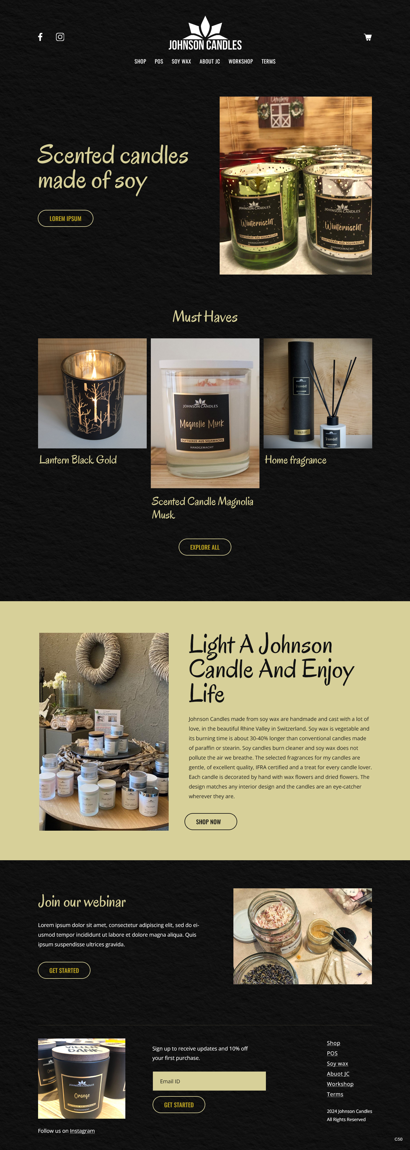 Design Squarespace par pb pour Johnson Candles | Design #33314461