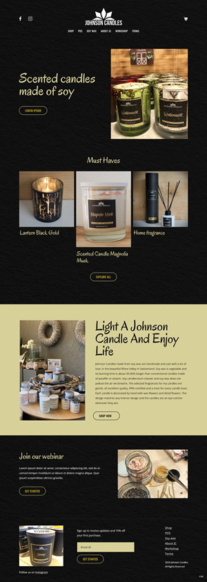Squarespace Design by pb for Johnson Candles | Design: #33314461