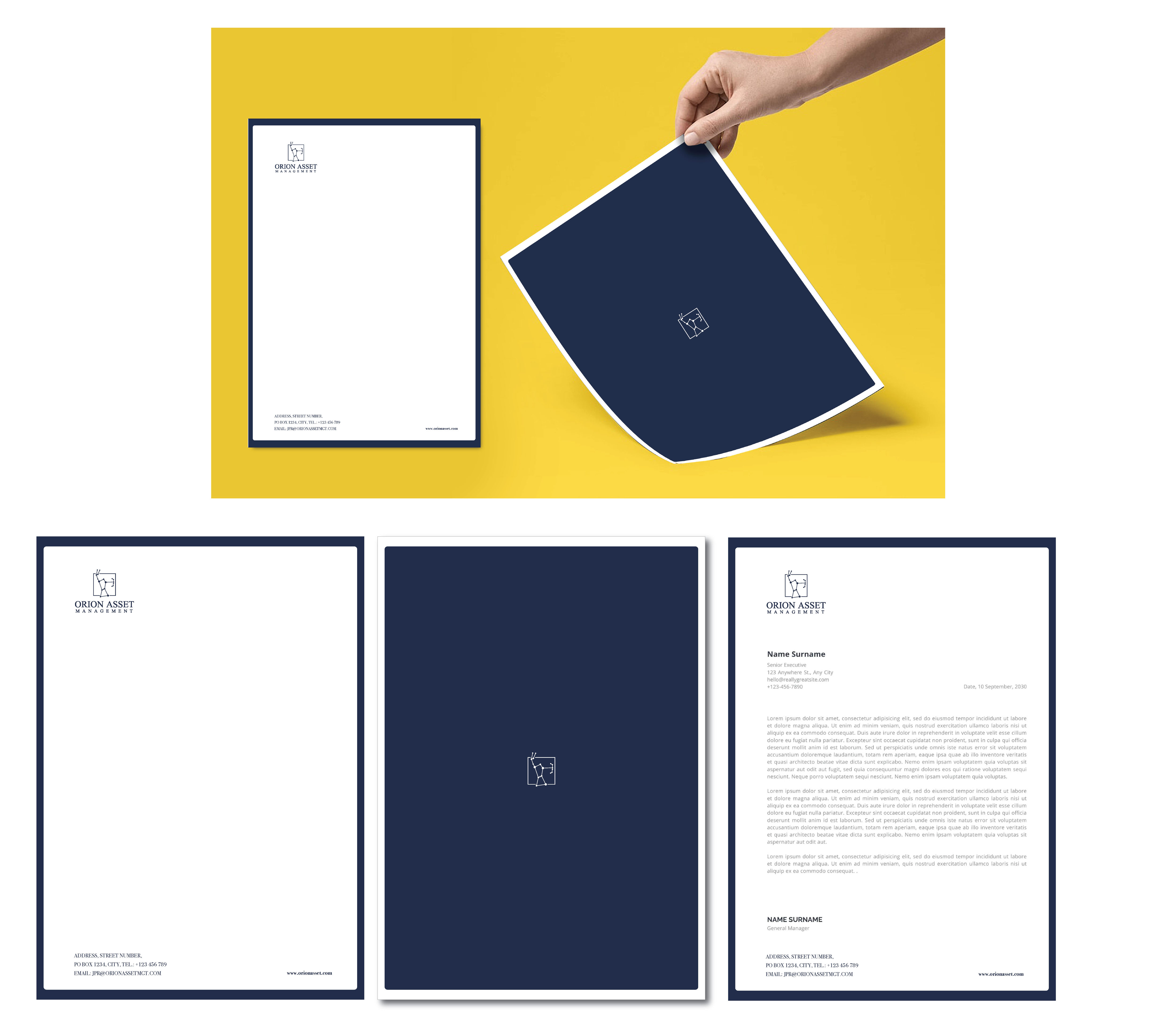 Letterhead Design by AFTER LUNCH DESIGNS for Orion Asset Management, LLC | Design #33348800