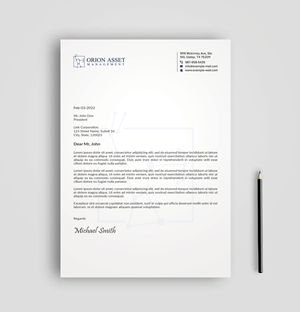 Letterhead Design by sadikul islam for Orion Asset Management, LLC | Design: #33339131