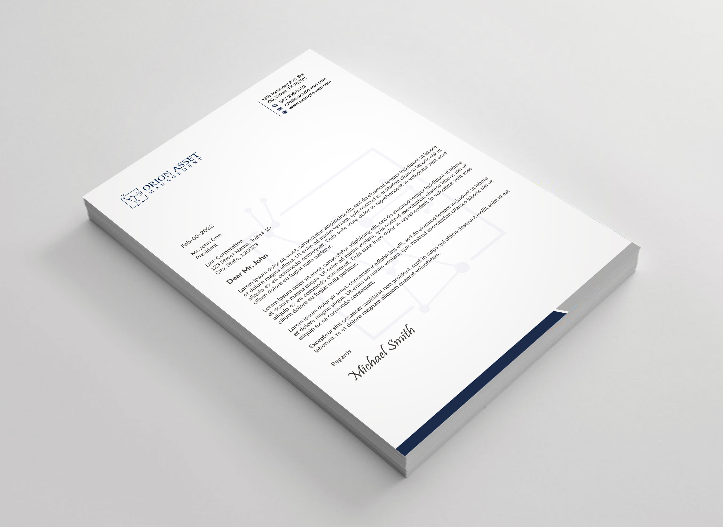 Letterhead Design by sadikul islam for Orion Asset Management, LLC | Design #33339133