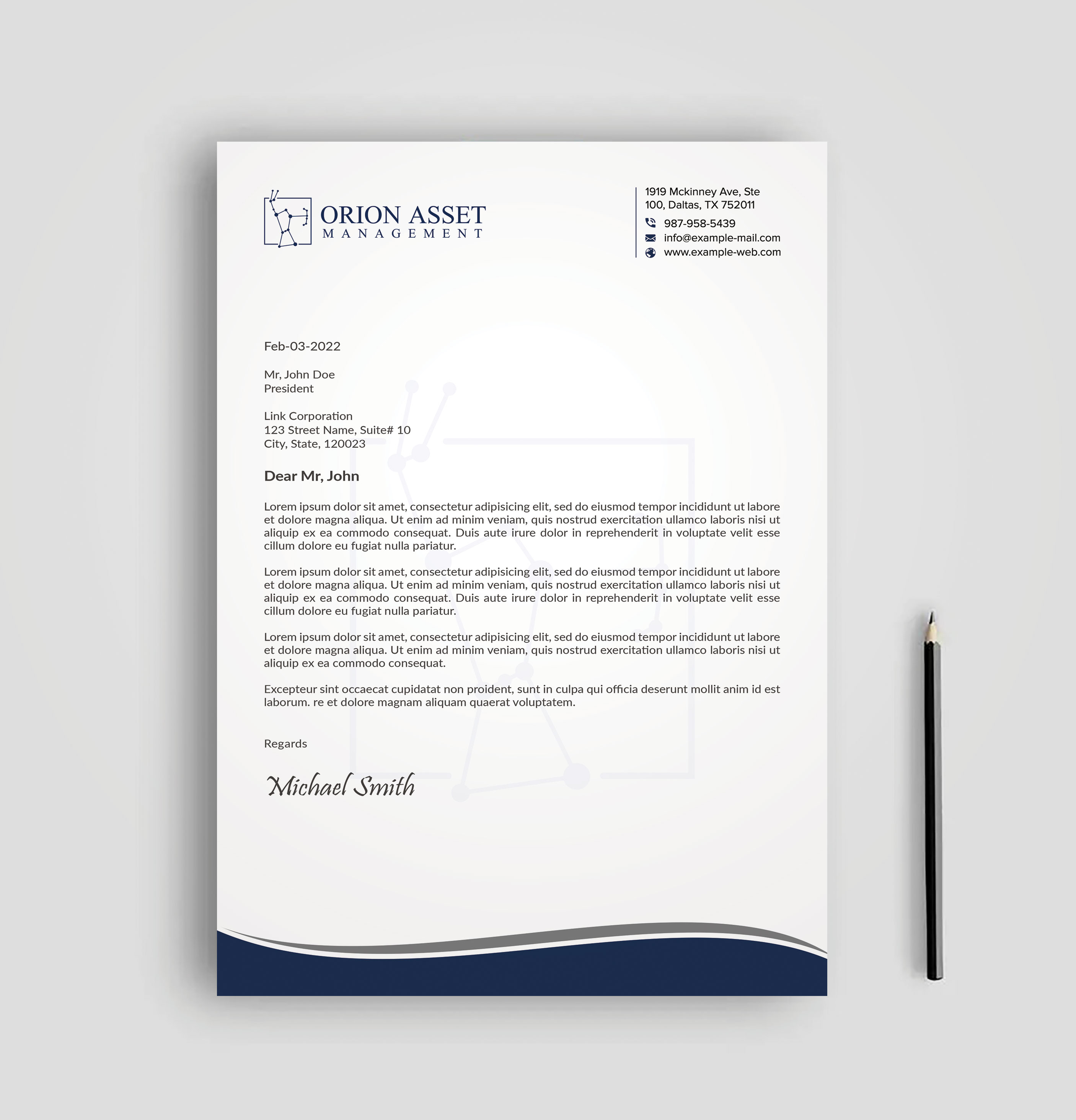 Letterhead Design by sadikul islam for Orion Asset Management, LLC | Design #33339168