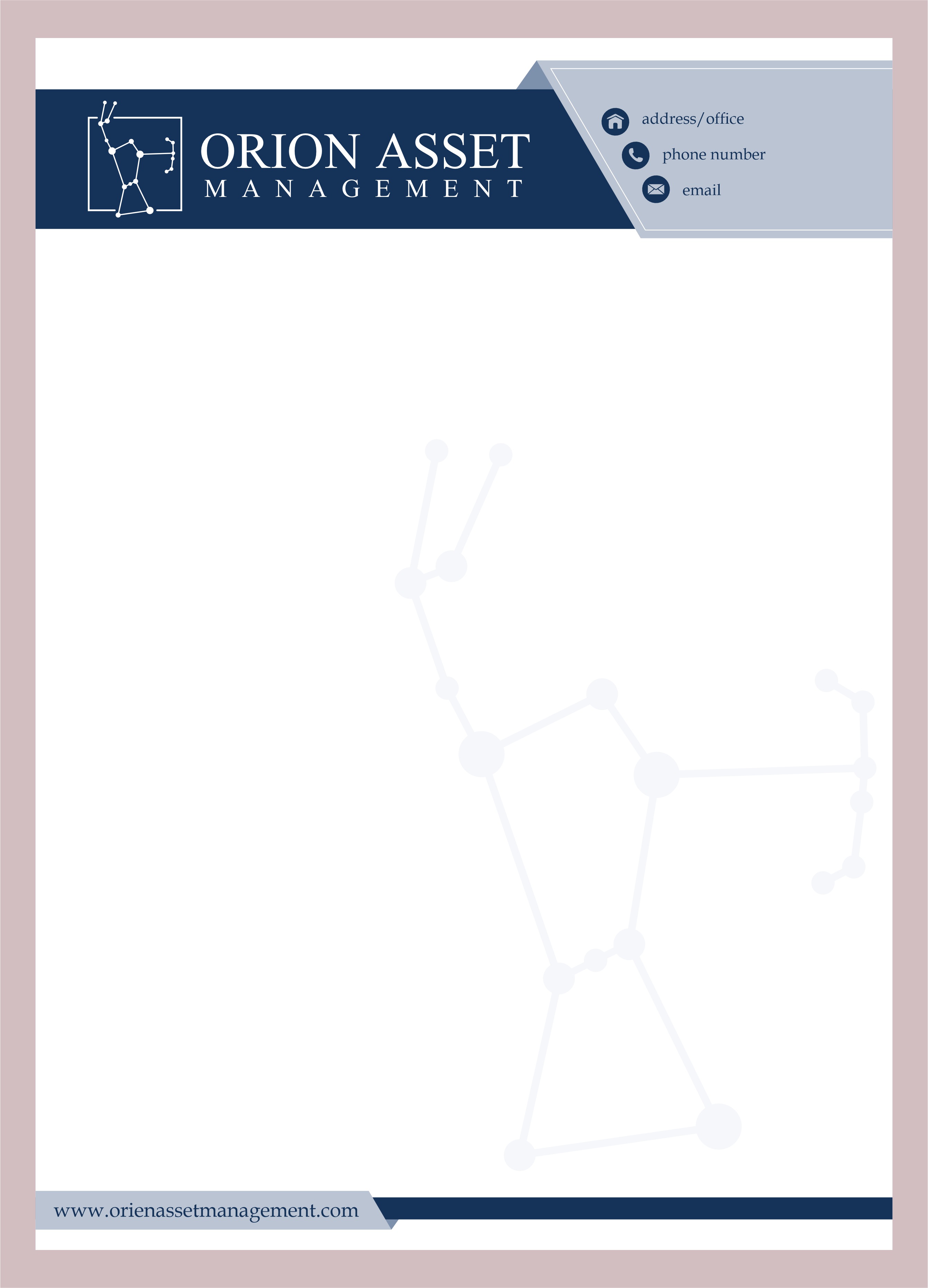 Letterhead Design by dcoffeeaddict for Orion Asset Management, LLC | Design #33341021