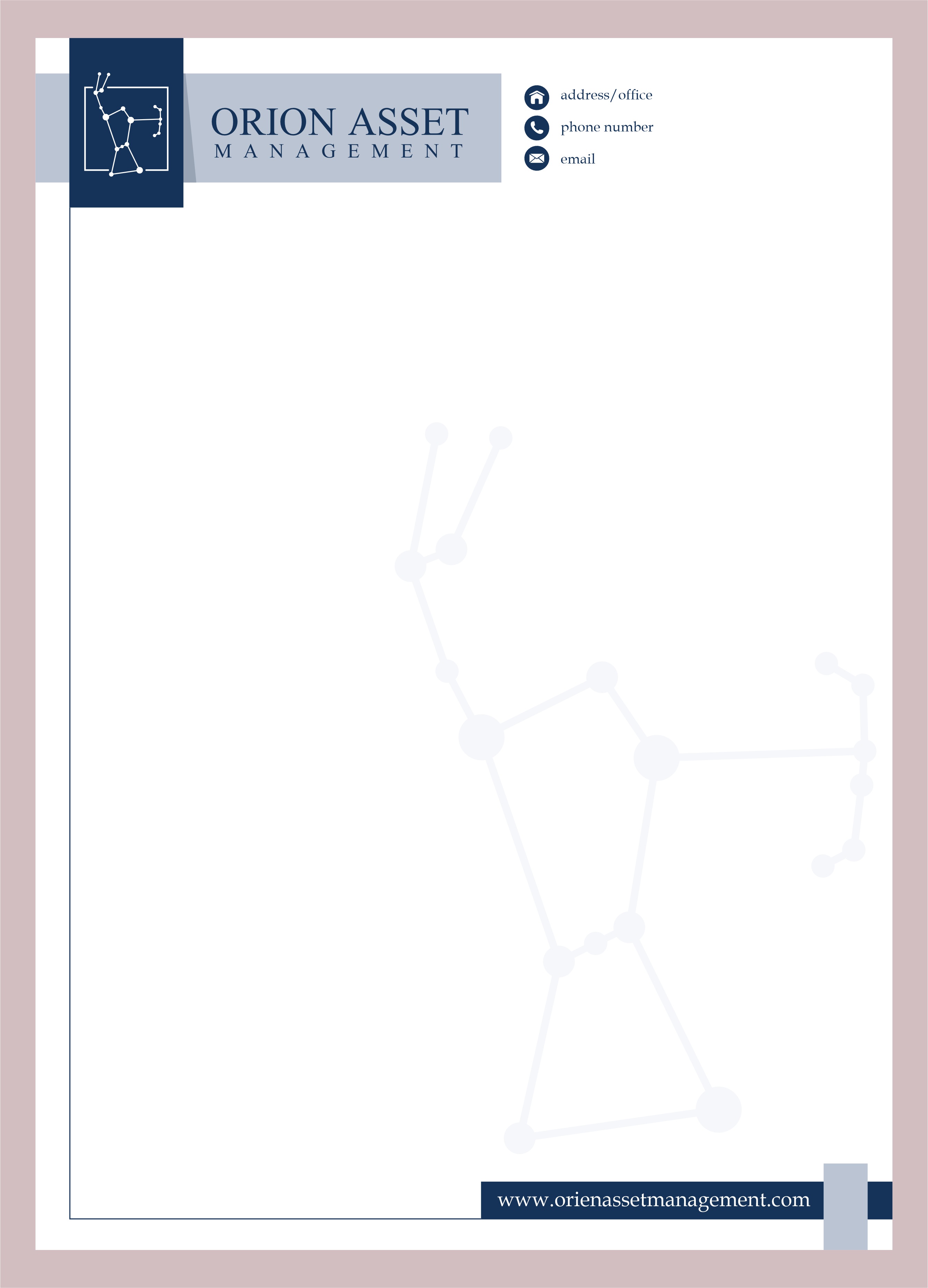 Letterhead Design by dcoffeeaddict for Orion Asset Management, LLC | Design #33343467