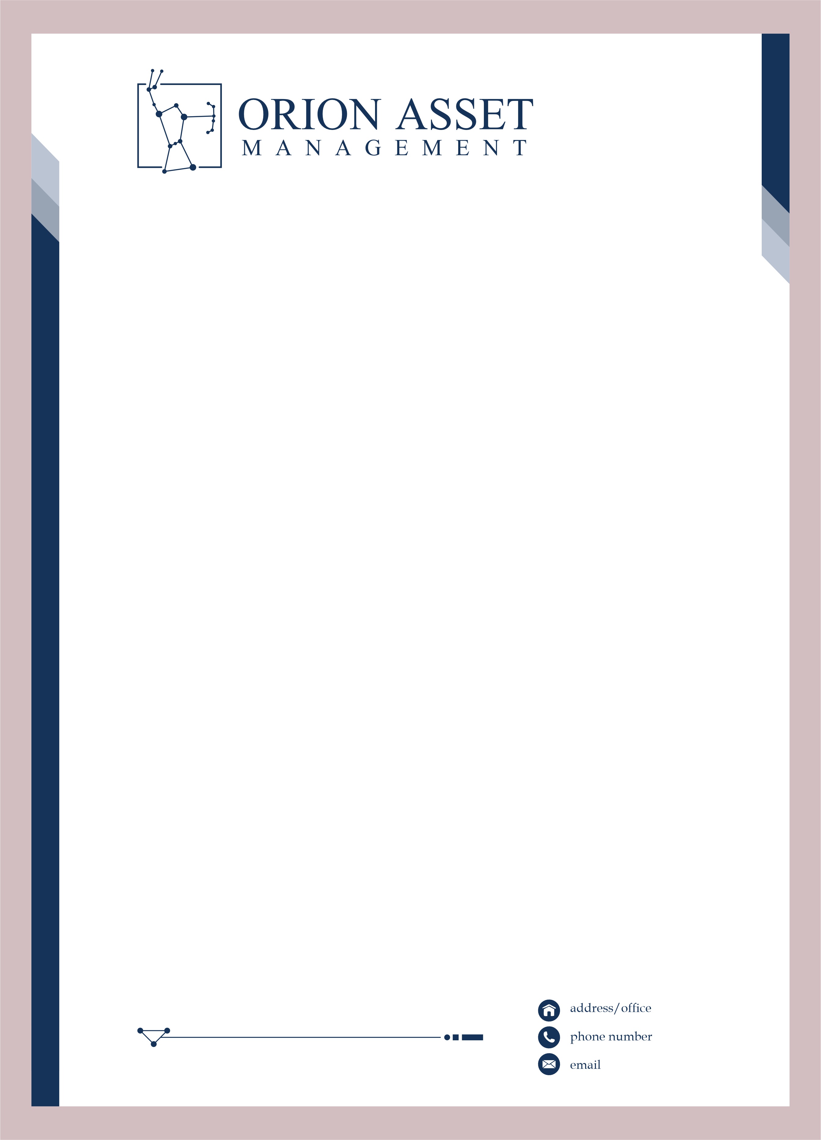 Letterhead Design by dcoffeeaddict for Orion Asset Management, LLC | Design #33343893